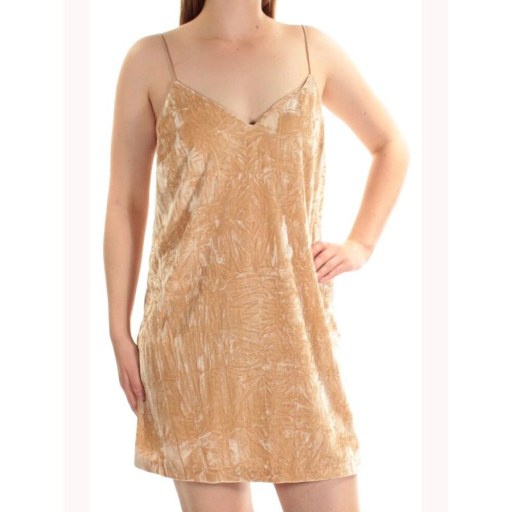 KENSIE Womens Beige Short Sleeve Jewel Neck Mini Shift Dress Size: M